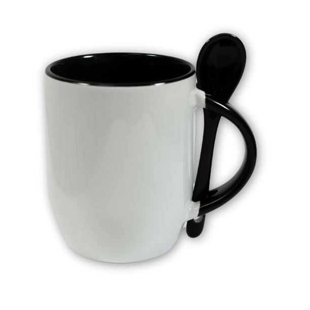 Tazza con cucchiaio integrato - manico e interno colorato - M-SPI