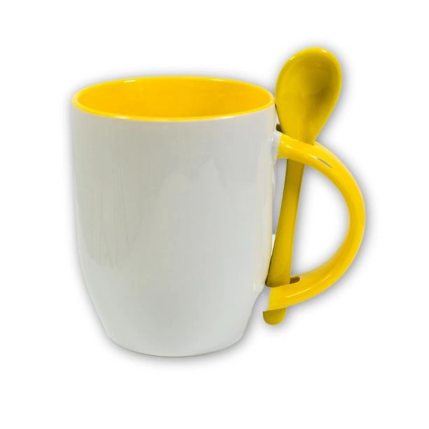 Tazza con cucchiaio integrato - manico e interno colorato - M-SPI