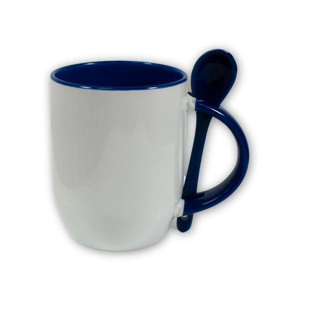 Tazza con cucchiaio integrato - manico e interno colorato - M-SPI