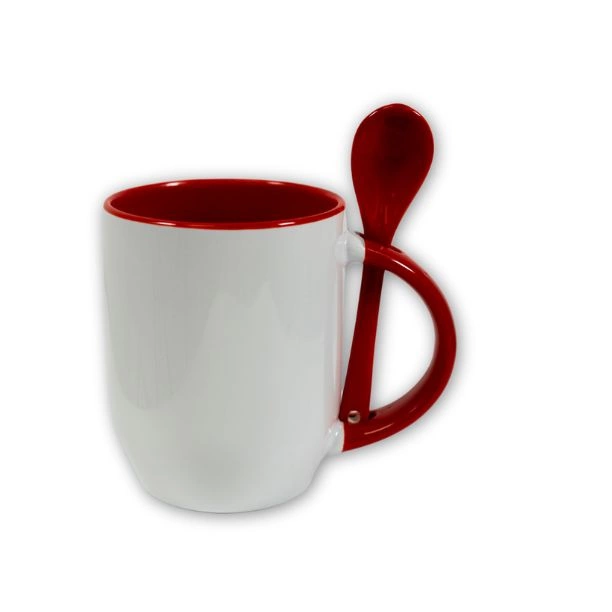 Tazza con cucchiaio integrato - manico e interno colorato - M-SPI
