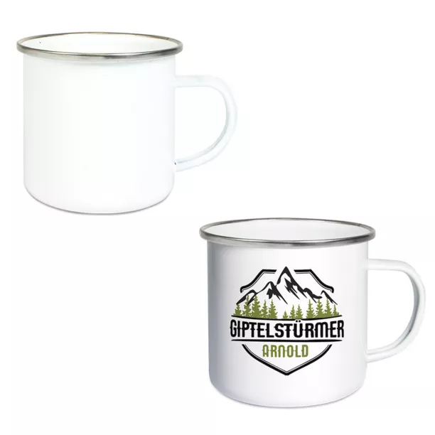 Tazza in acciaio smaltato con anello Ø 8,6 cm H 8 cm (ADC140)