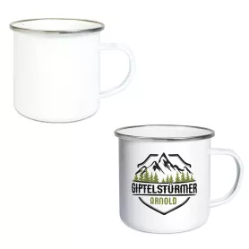 Tazza in acciaio smaltato con anello Ø 8,6 cm H 8 cm (ADC140)
