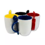 Tazza con cucchiaio integrato - manico e interno colorato - M-SPI